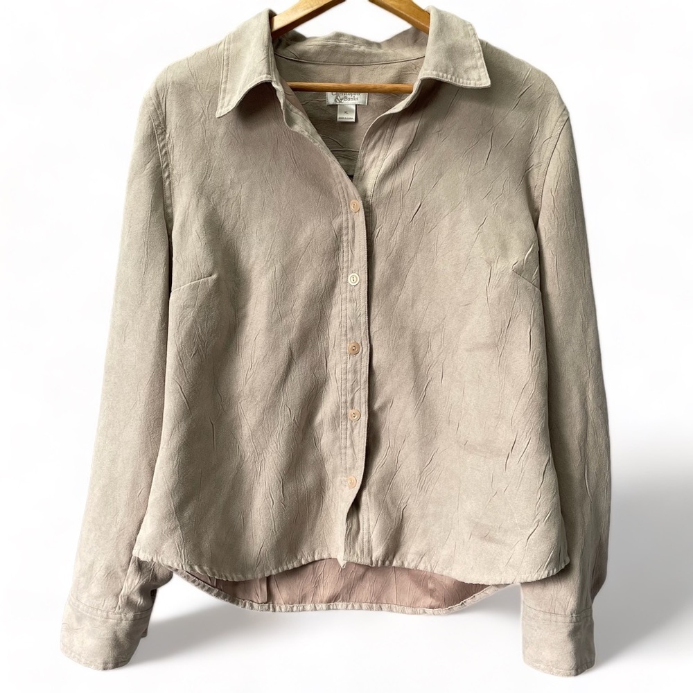 Christopher & Banks Faux Suede Button Up‎ Top XL